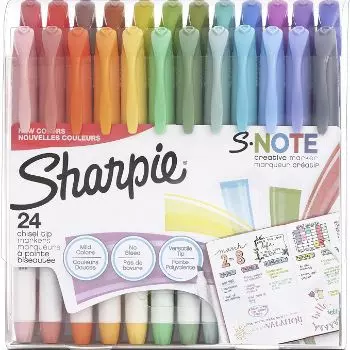 各种颜色的 Sharpie 荧光笔、记号笔和笔
