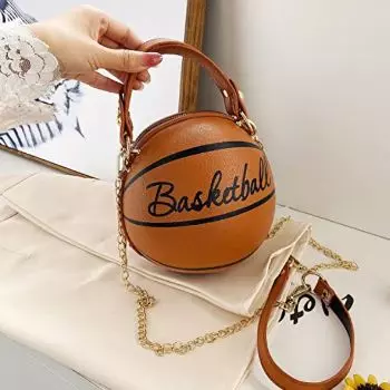Stylish Basketball Shape Handbag or Shoulder Tote Purse 