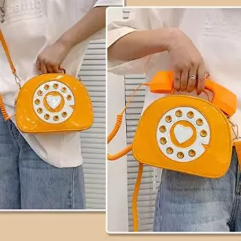 Yellow Orange Telephone Shaped Handbag and Purse Retro