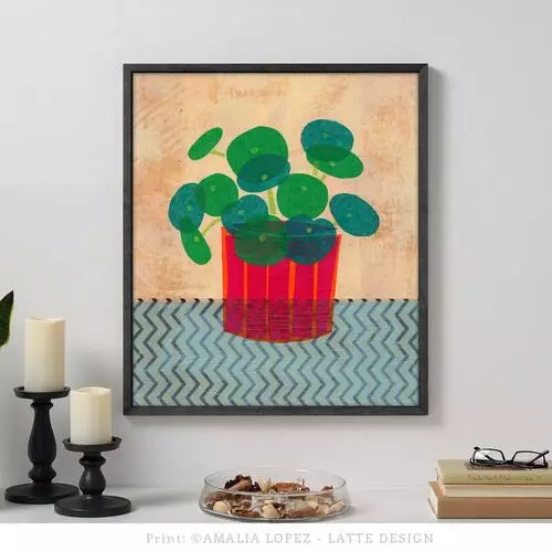 pilea plant art print